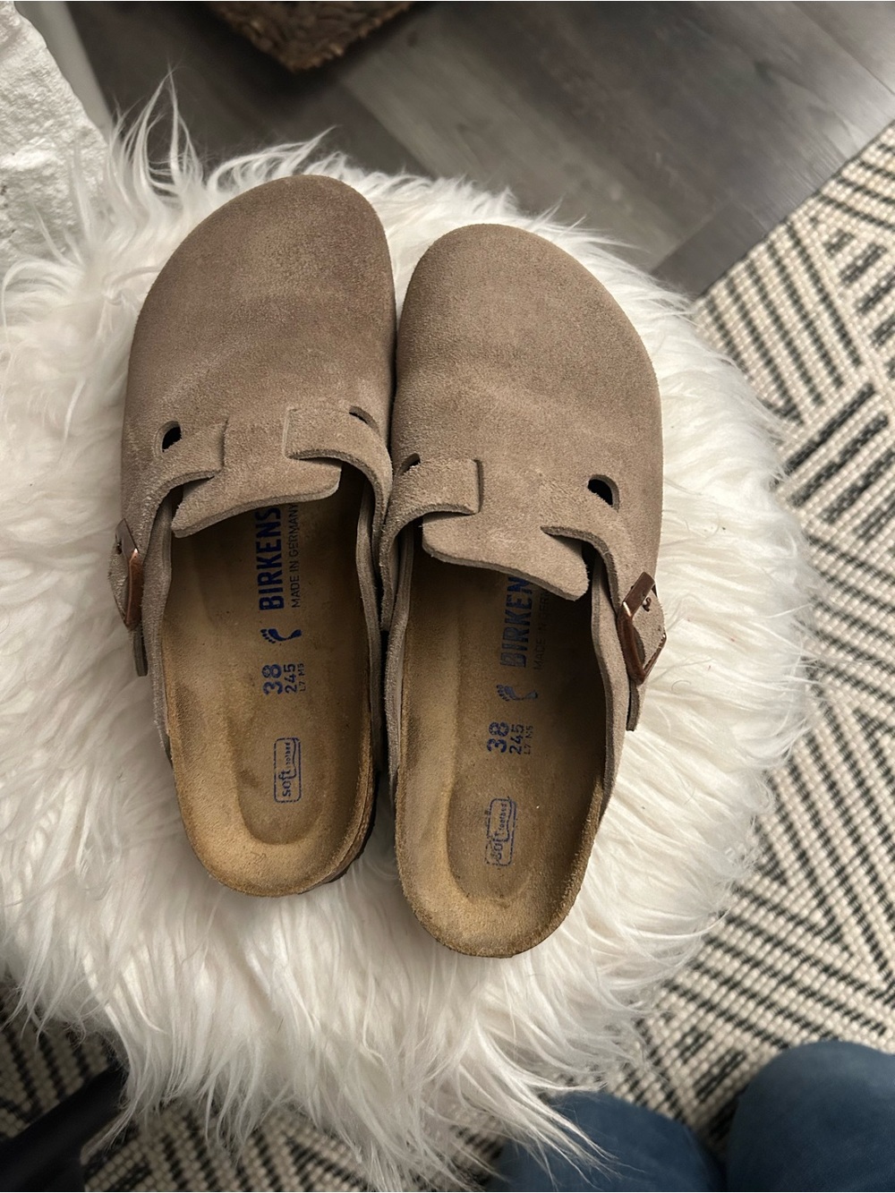 Birkenstock Taupe Suede Boston Clogs